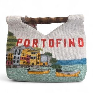 Made in India Portofino beaded Bag with wooden handle